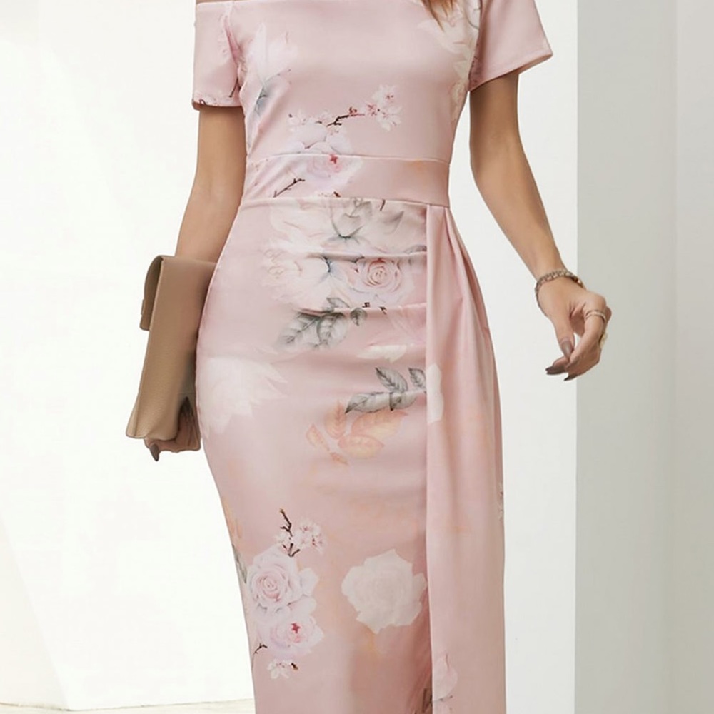 https://dar-go.com/products/printed-off-shoulder-split-dress - Picture 5 of 16